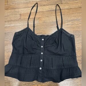 NWT American Eagle Lace Corset Cami Crop Top Black Small